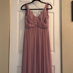 Long Mesh Dress with Cowl Back Detail in Quartz